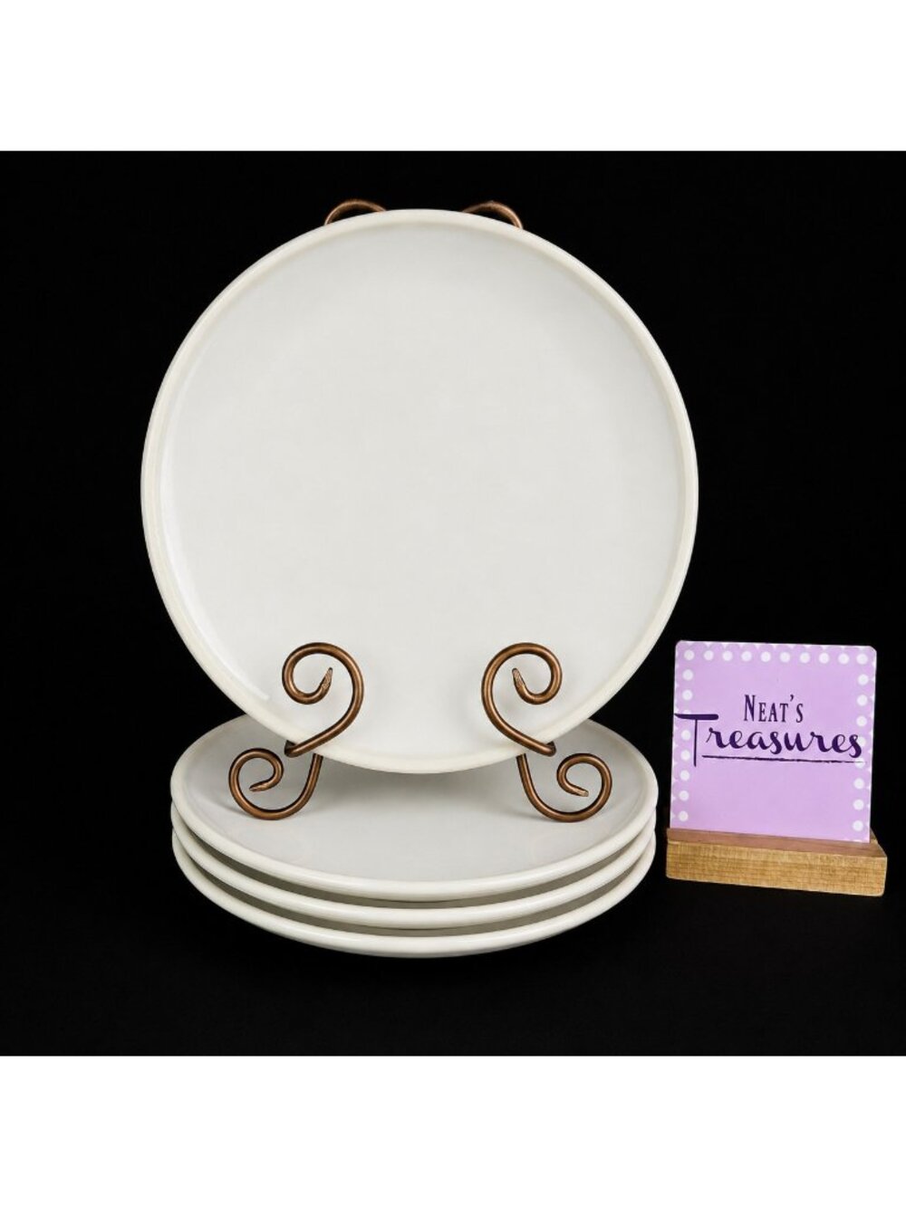 Metlox Poppytrail IMPRESSION WHITE Durable California USA Dinner Plates Set 4